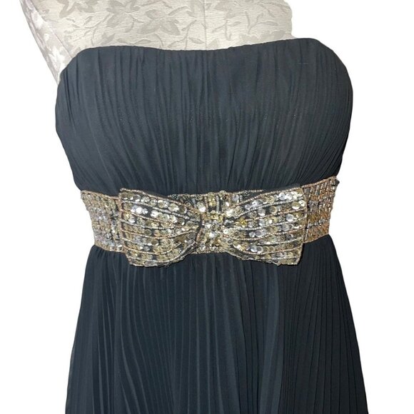 Shimmer By Bari Jay Womens Dress Size 6 Black Cocktail Pleated Chiffon Sequin Bo - Picture 8 of 11